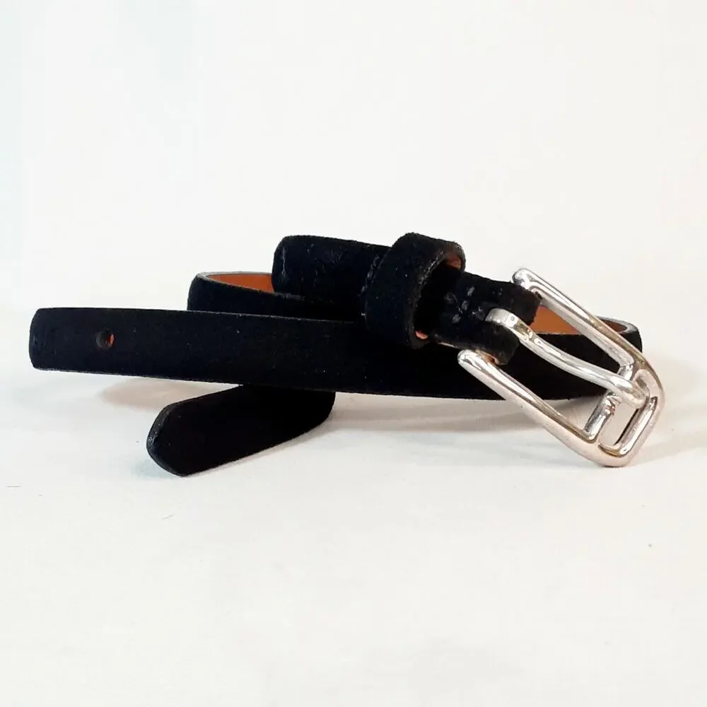 Banana Republic Womens Black Skinny Genuine Calfsuede Leather Belt Size Small